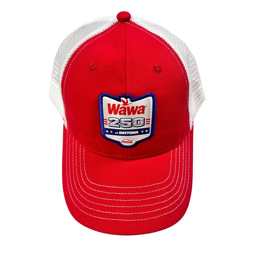 Quake City Caps Wawa 250 Daytona NASCAR Trucker Hat Red White Snapback Cap New